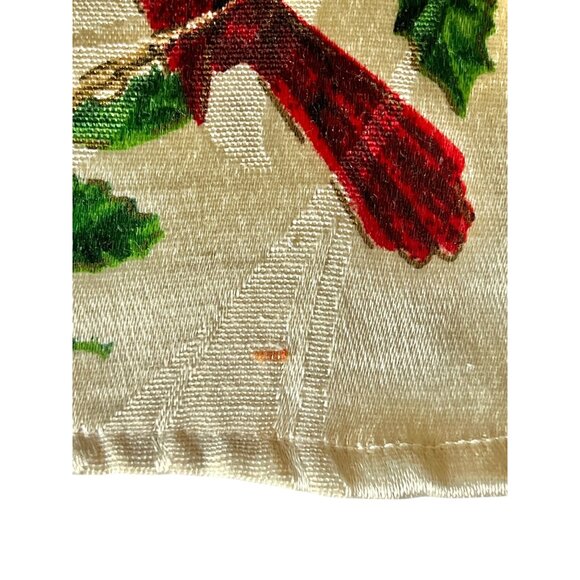 St. Nicholaus Square Christmas Tablecloth & 8 Napkins Set Cardinals Script Cream - Picture 10 of 16